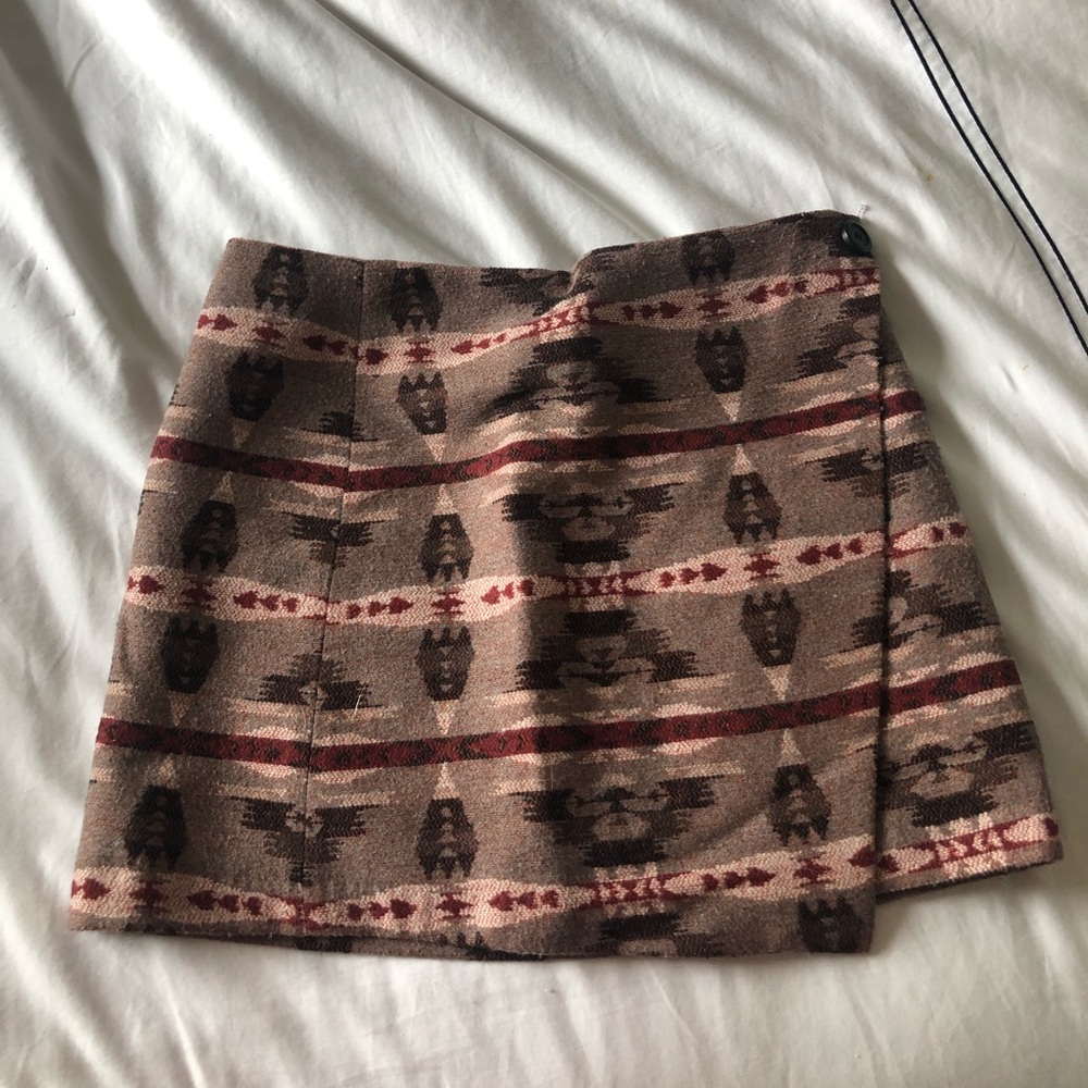 Printed twill mini skirt